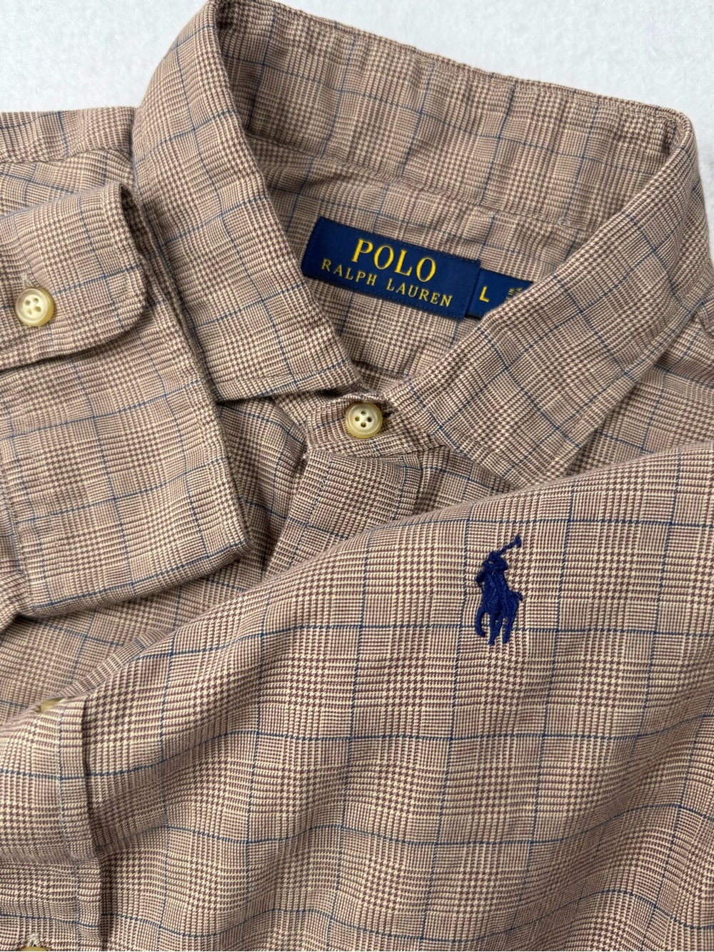 Polo Ralph Lauren Brown Plaid Cotton Shirt Large